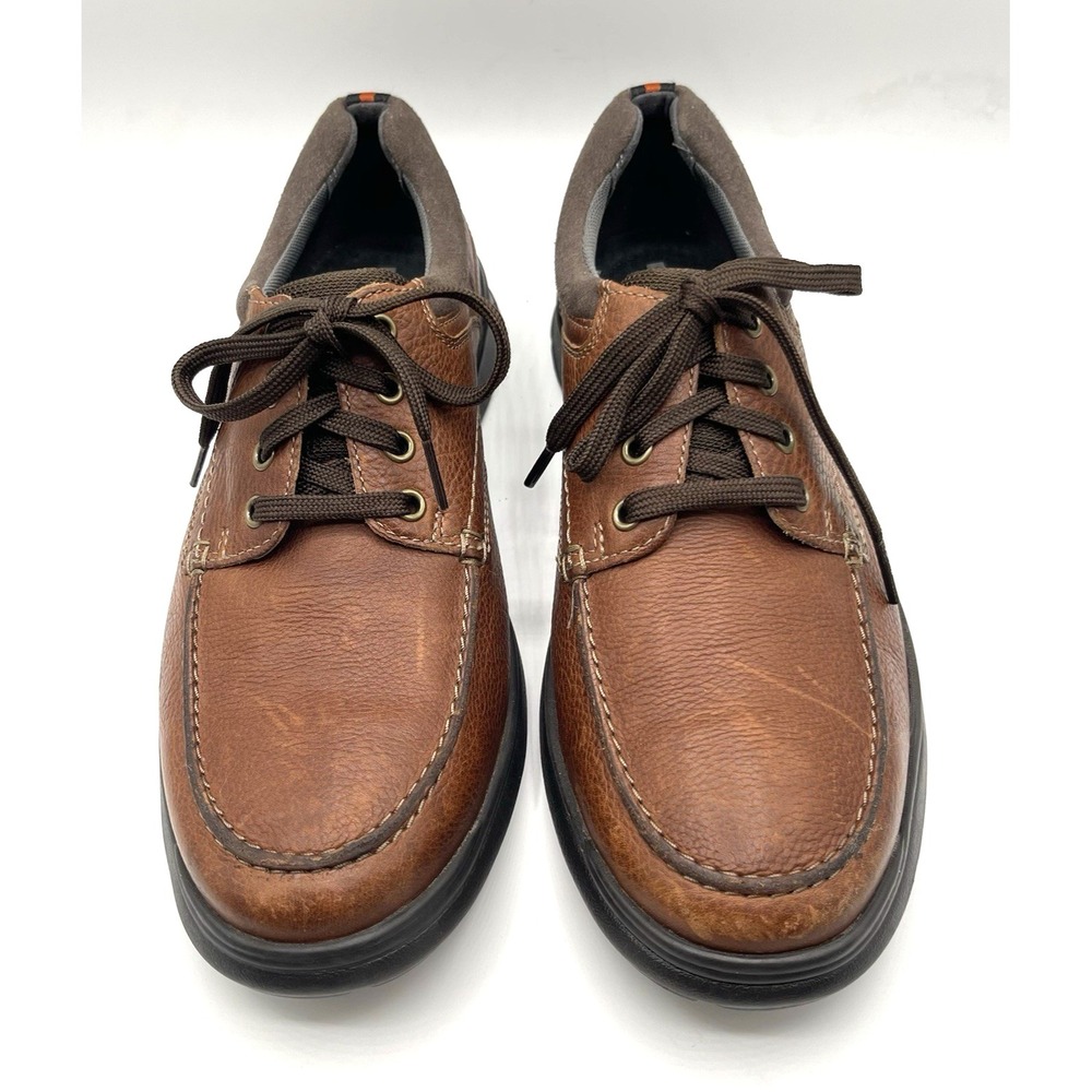 Clarks Bradley Vibe Moc Toe Casual Shoe Men 10 Brown Leather Comfort‎